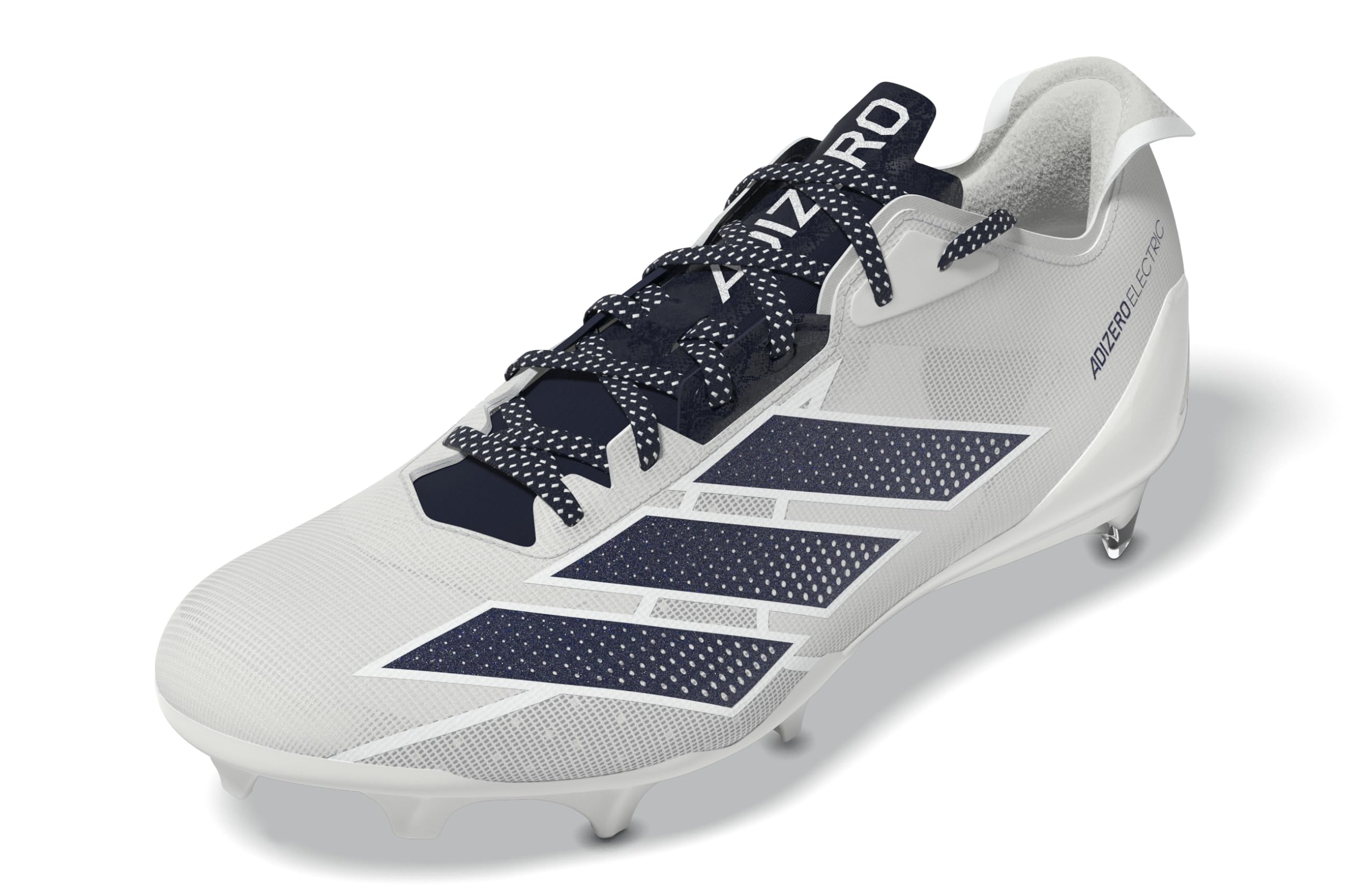 Photo 1 of adidas Men's Adizero Electric American Football Sneaker, White/Team Navy Blue/White, 6.5