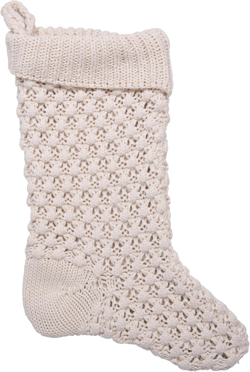 Stockings & Holders - Creative Co-Op Cotton Knit Thick Texture Stocking, Cream
