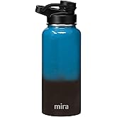 MIRA 32 oz Insulated Sports Bottle - Stainless Steel Temperature Control Thermo - Easy-Drink Spout (24Hr Cold/12Hr Hot) - Blue Lava