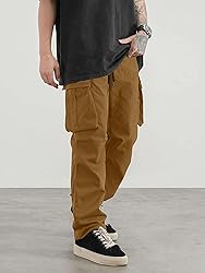 PLEPAN Men's Casual Cargo Pants Drawstring Hiking