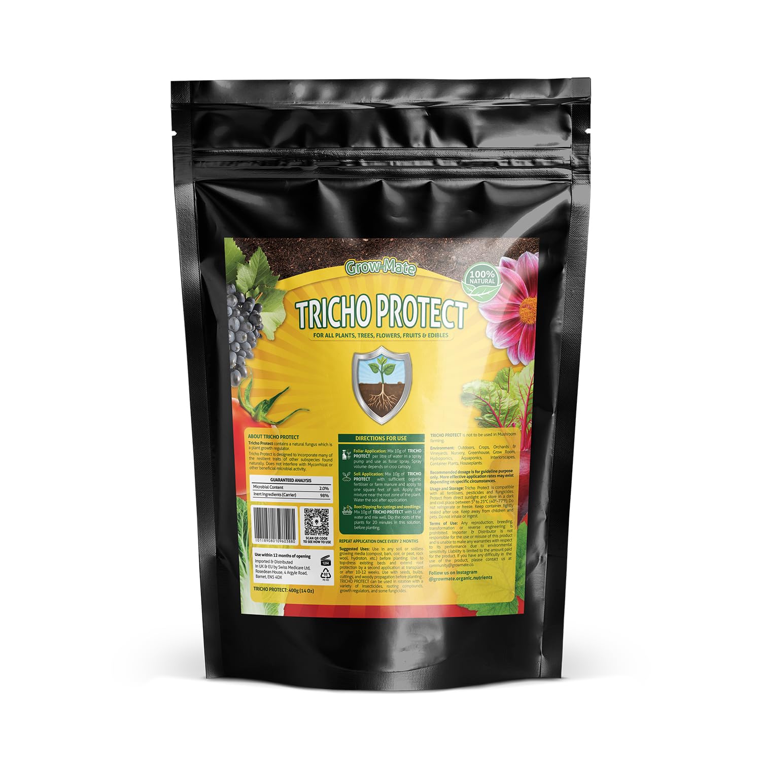 Tricho Protect Bio Fungicide for Plants, Makes 15L of Liquid Spray With 150G Highly Concentrated Powder, Recommended Black Spot Spray For Roses, Child & Pet Safe (OF&G certified)