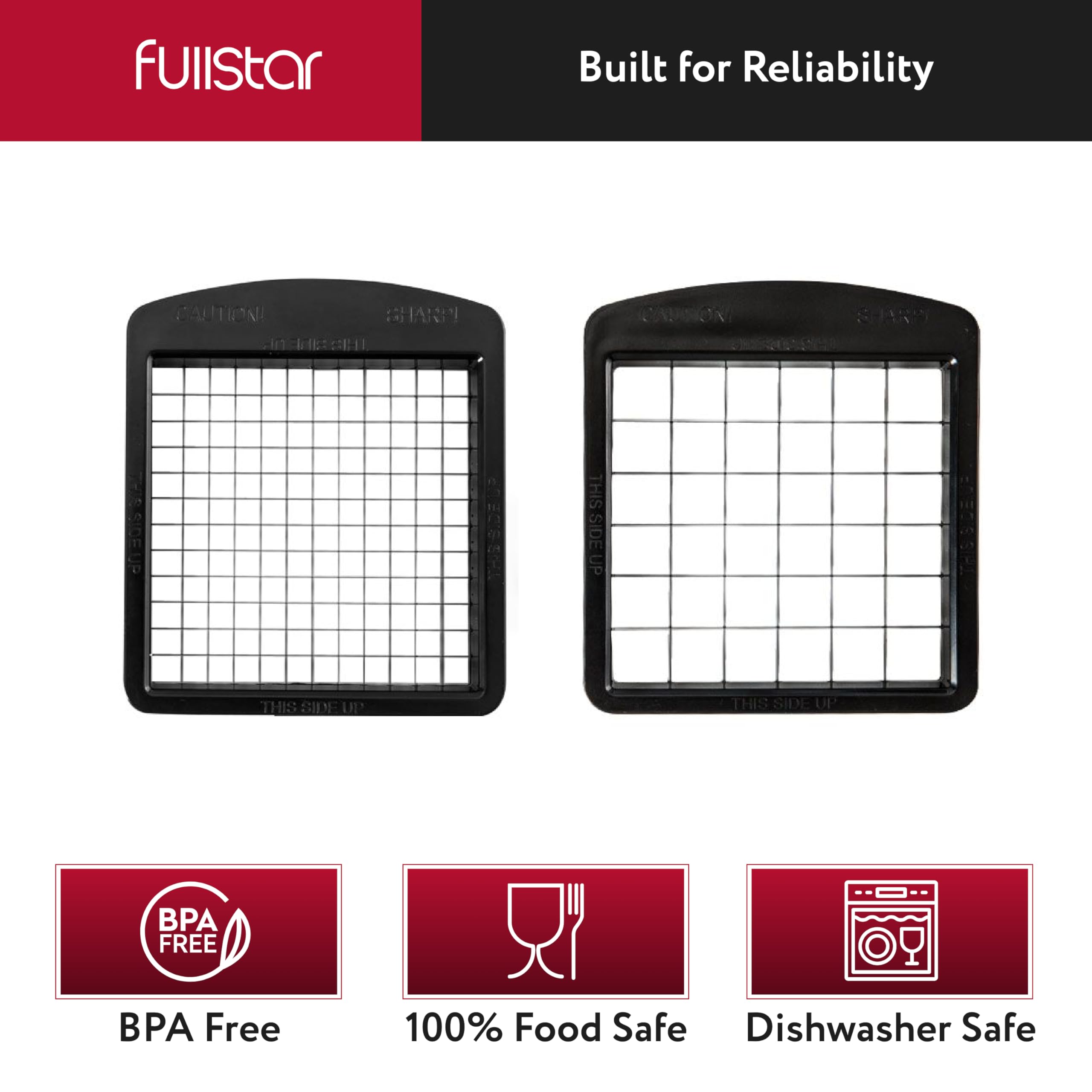 Fullstar Blade Replacement Set – Only Compatible with Select Fullstar Vegetable Chopper Models – 2pc Insert Set for Large Dice (Potatoes, Apples) & Small Dice (Onions, Tomatoes) – 3.9 x 4.4 inches