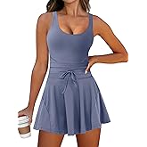 Caracilia Women's Tennis Mini Dresses Workout Built in Shorts Golf Athletic Sleeveless One Piece Summer Active Romper Dress