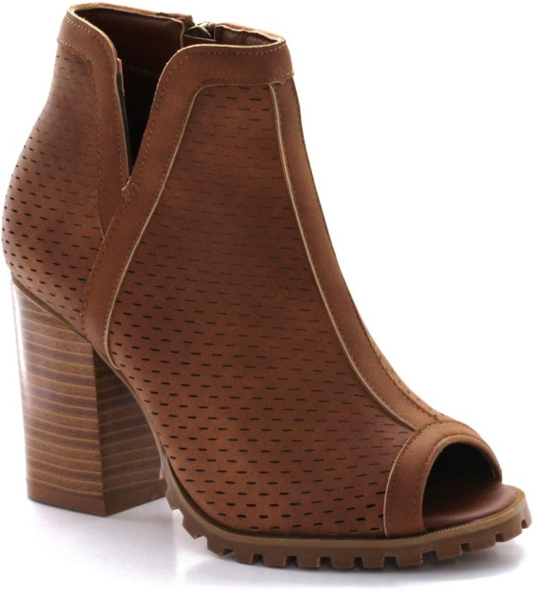 Seven7 Women's Peep Toe Chunky Heel Shoe Ashbury
