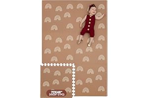 Childlike Behavior Baby Play Mat - 72x48-Inch Tummy Time Mat - 6-Piece Interlocking Foam Floor Tiles for Toddlers - Soft Waterproof for Floor Play and Crawling - Rainbows
