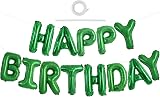 TONIFUL 16 Inch Happy Birthday Foil Letter Balloons Green Banner