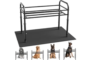 ADENGL Raised Dog Bowl Stand for XLarge & Large Dogs,Table Steel Frame Elevated Dog Bowls Stand with Mat,Non-Slip No Spill,Adjusts to 4 Heights 8.7-13.4", Holds 6-8.7" Diameter Bowl(Bowl Not Included)