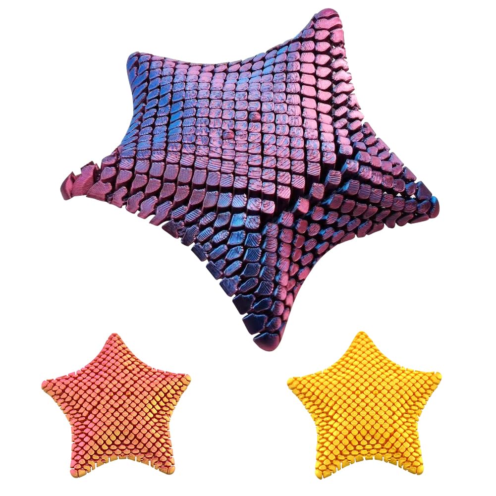3D Printed Starfish Toy, 3D Printed Playful Starfish Fidget Toys, Funny Fidget Model, Stretch Anti Movable Toy Ornament, Stress Relief Adult Gifts (Red and Blue)