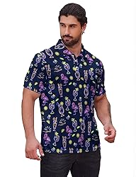 Xdceu Men's Neon Polo Shirts Retro Neon Golf Polo