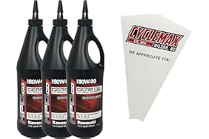 Cyclemax Three Pack Compatible with Kawasaki KPO Gear Oil with Limited Slip K6103G-103-01Q Contains Three Quarts and a Funnel