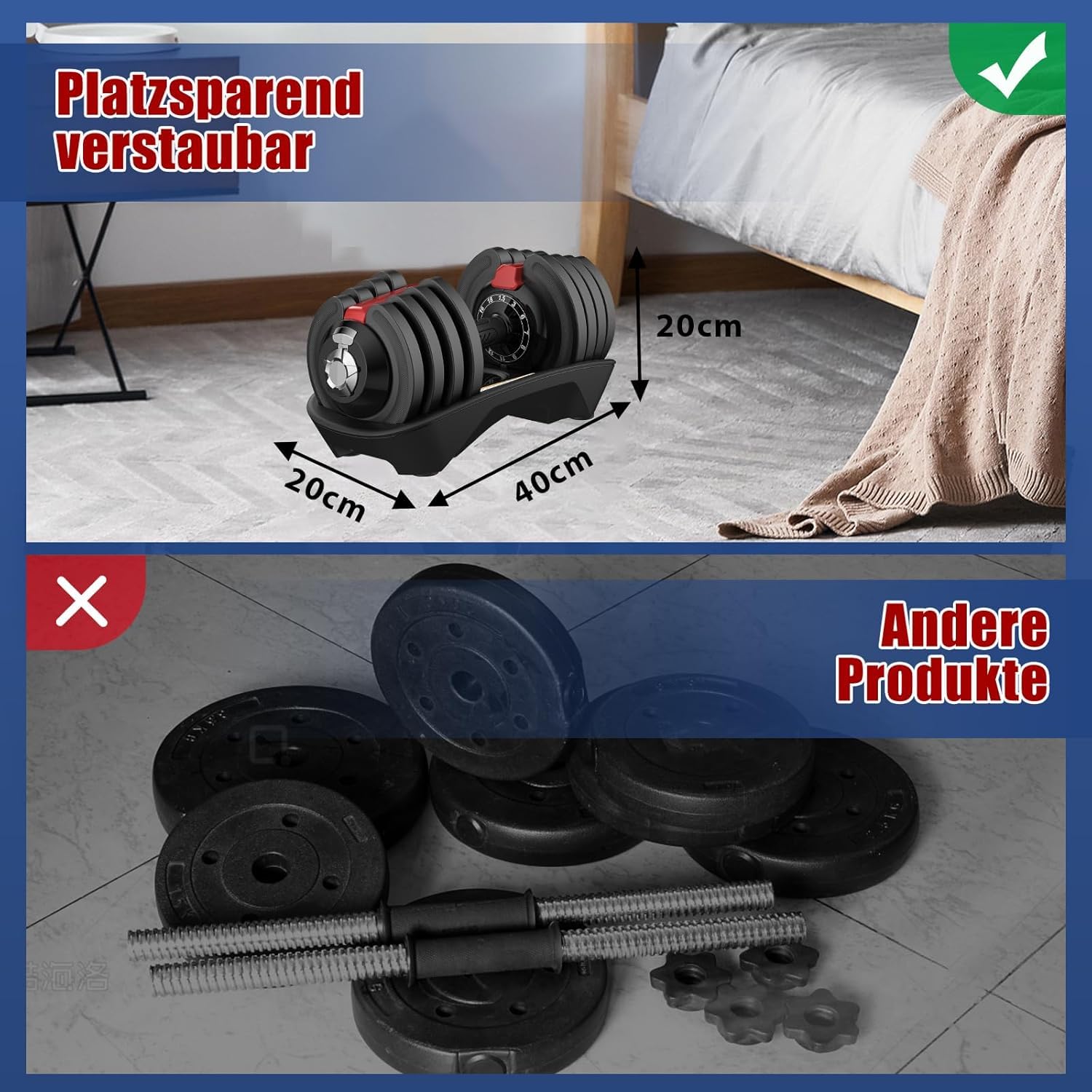DH FitLife 18kg verstellbare Hanteln Set, 12 Stufen, Kurzhanteln 12-in-1 4
