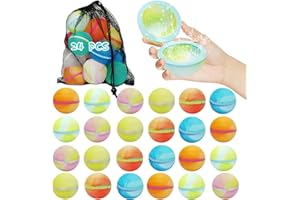 ENTALLOR 24 Pcs Reusable Water Balloons Refillable Magnetic Water Bombs Tie-dye Splash Balls Easy Quick Fill & Self-Sealing Beach Toys with Mesh Bag for Kids Ages 3-12, Summer Pool Party Outdoor Water Games