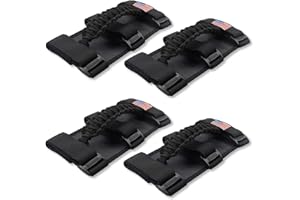 KOHUIPU Premium Paracord Roll Bar Grab Handles for Jeep Wrangler YJ TJ JK JKU JL JLU Sports Sahara Freedom Rubicon Unlimited X Gladiator JT 1955-2023 UTV ATV(4Pack, Black)