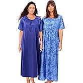 Only Necessities Plus Size 2-Pack Long Silky Gown