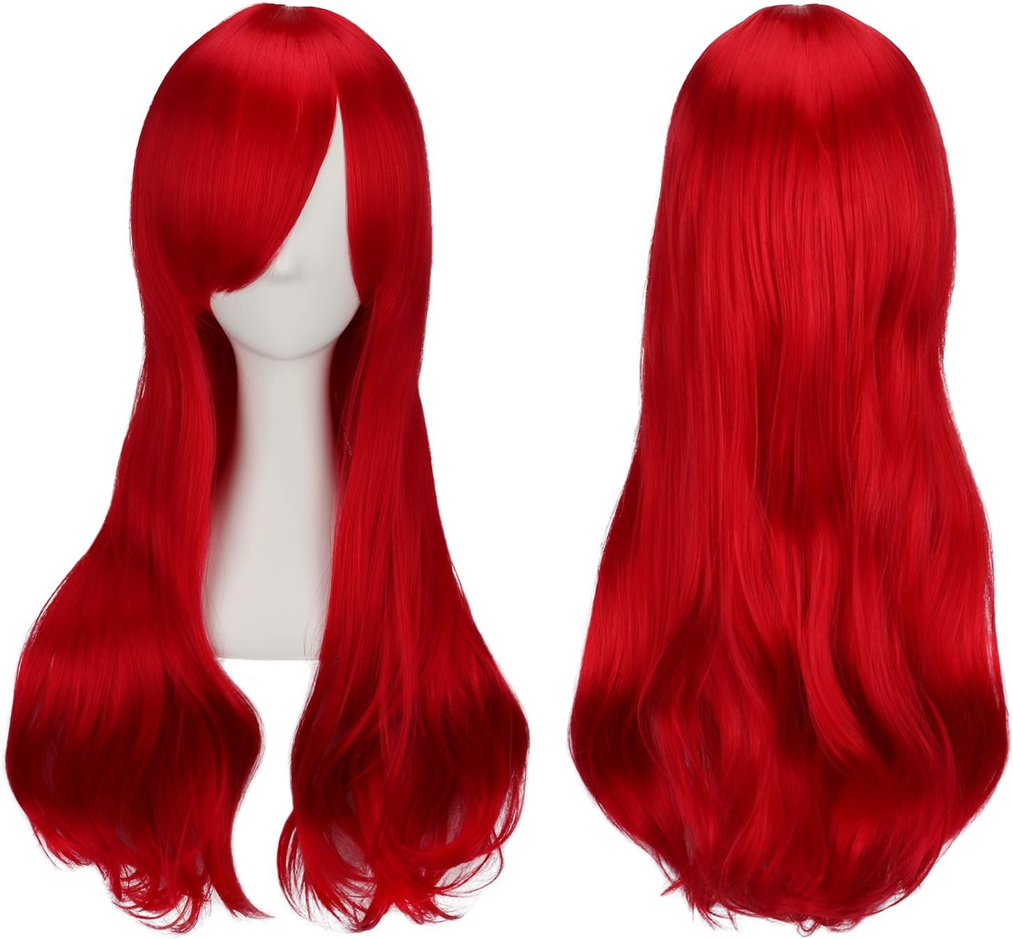 ColorfulPanda Charming Long Red Wigs for Women Curly Wavy Synthetic Hair Ends Halloween Costume Cosplay Wig (Red)