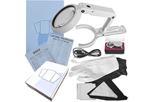 BRIGRUK Sports Card Grading Kit Centering Tool, LED Magnifying Table Lamp for Handsfree, High Intensity Magnifying Loupe, Microfiber Cloth