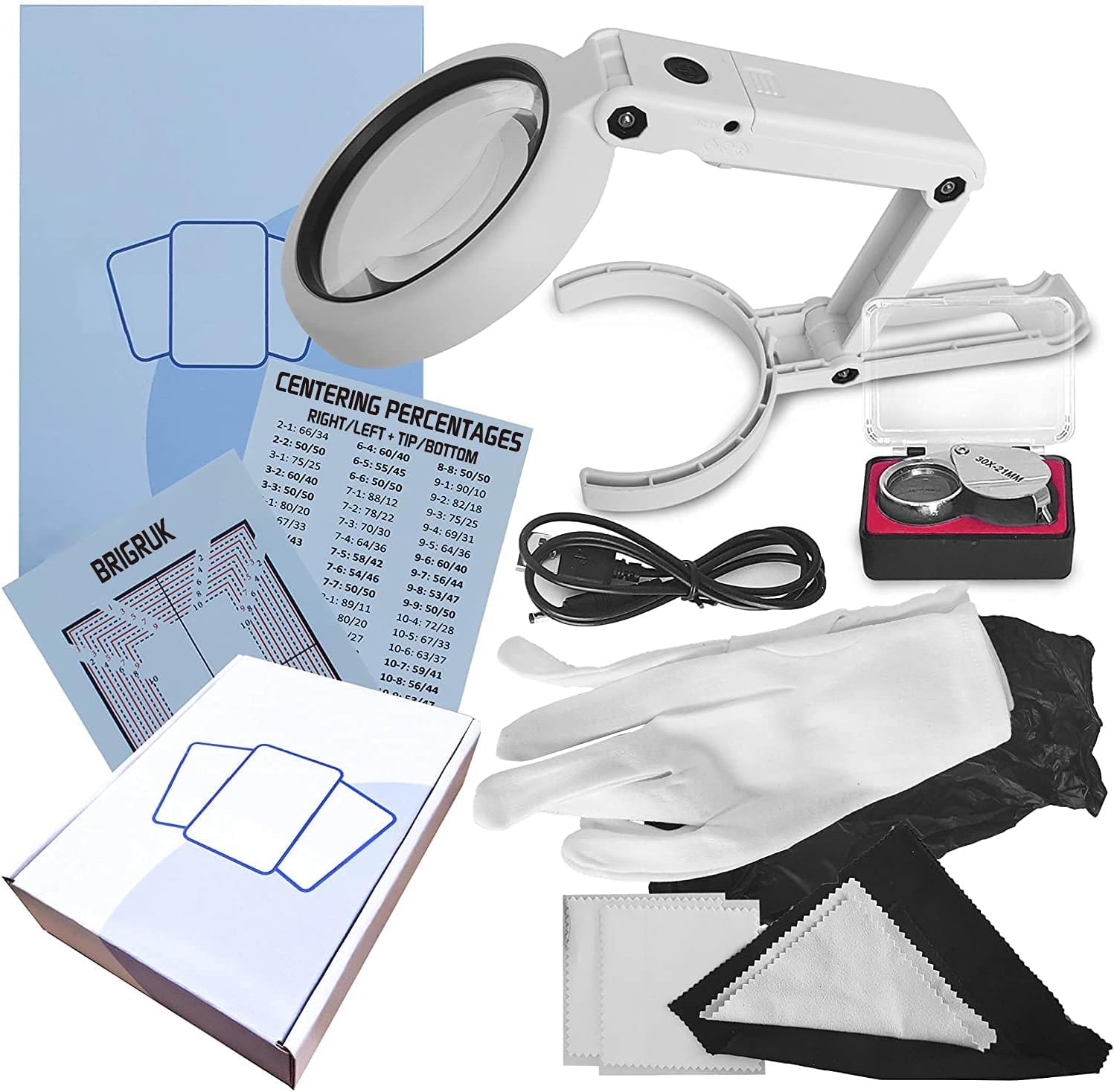Photo 1 of Sports Card Grading Kit Centering Tool, LED Magnifying Table Lamp for Handsfree, High Intensity Magnifying Loupe, Microfiber Cloth