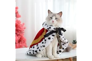 Lovelyshop pet Serial Lux Fur Red Cat Dog Cloak for Halloween Costumes, King Queen Prince and Princess Cosplay- S