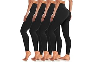 MOREFEEL 4 Pack Leggings for Women Butt Lift High Waisted Tummy Control No See-Through Yoga Pants Workout Running Leggings