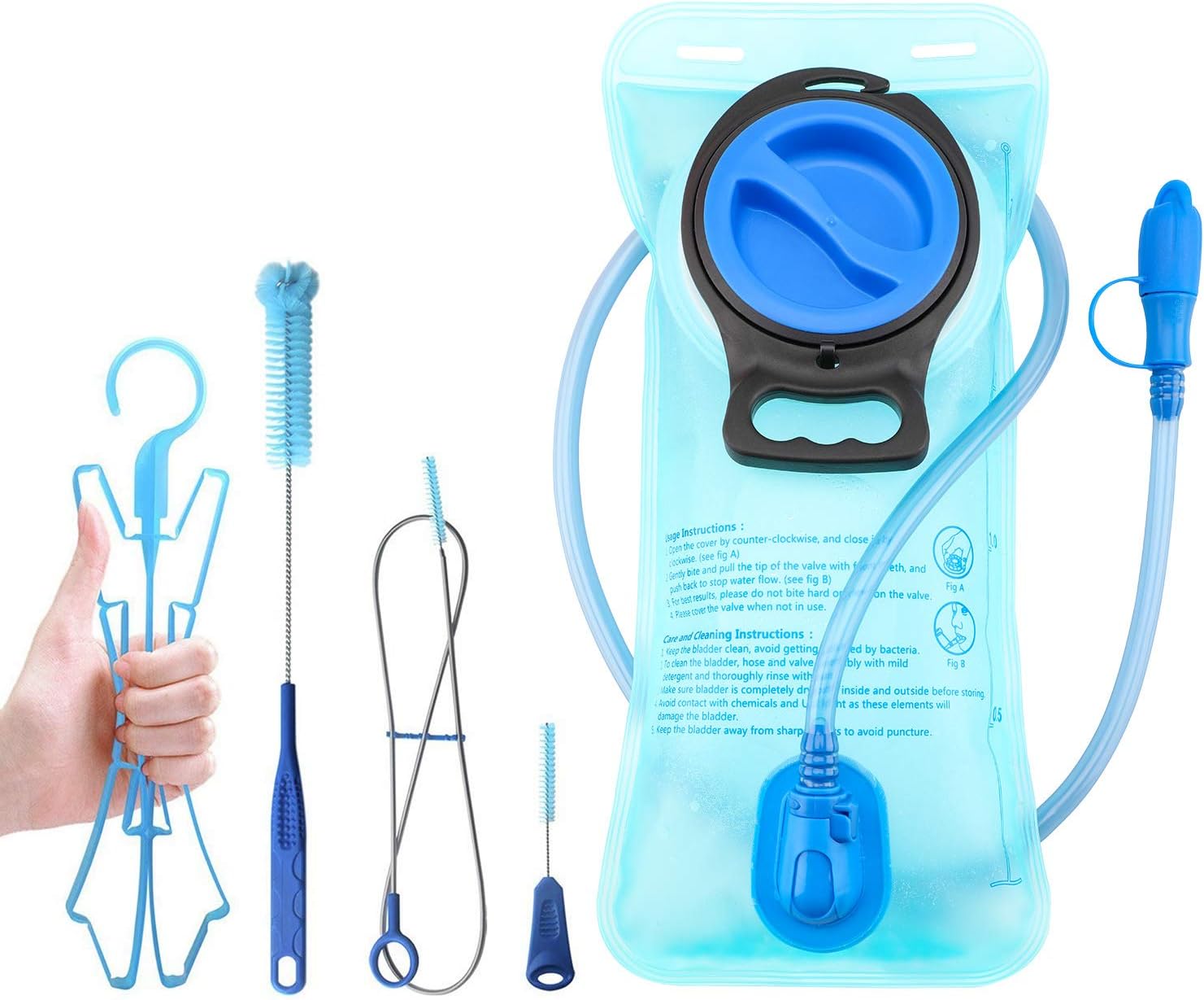 TAGVO Hydration Bladder 2 Liter BPA Free 70oz + Cleaning Brushes Kit
