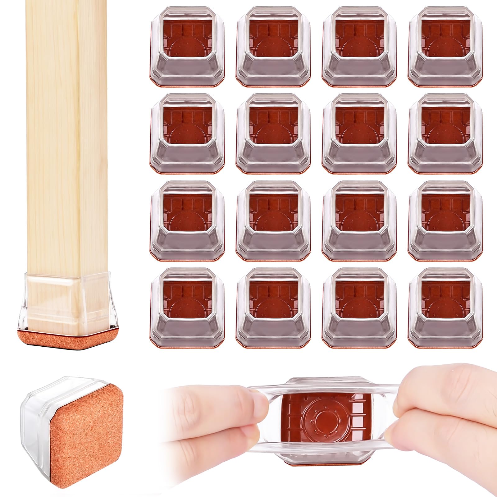 Photo 1 of Square Chair Leg Floor Protectors, Silicone Chair Floor Protectors for Hardwood, No Scratches and Reduce Noise, Kitchen Table Chairs Feet Protectors Dining Room Chairs (16PCS, Middle)