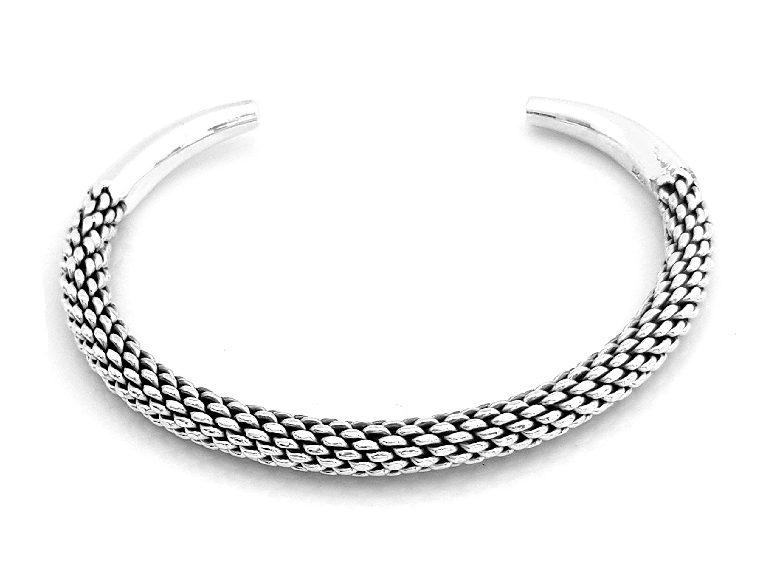 Treasure Bay Men's Solid Sterling Silver Bangle Bracelet Cuff For Men Gift for Him