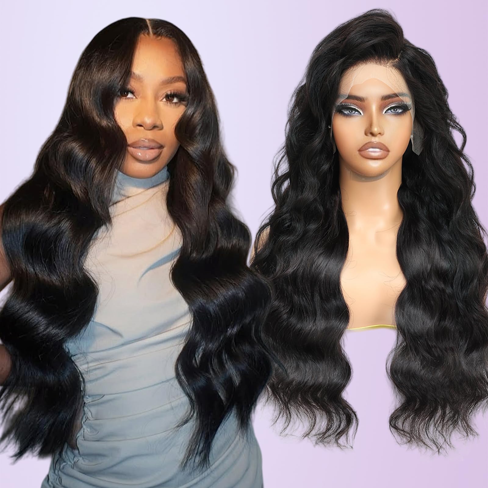 Body Wave Wigs Human Hair 200% Density, Lace Frontal Wigs for Women, Brazilian HD Lace Front Wigs Virgin Glueless Wig Human Hair Pre Plucked With Natural Hairline 22 inch — image 1