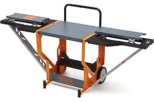 Bora Portamate Miter Saw Stand Work Station 400 Lbs Max Weight Portable Rolling Table Saw Stand Workbench with Folding Wing Extensions Miter Saw Stands PM-8000