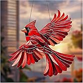 Winged Cardinal Christmas Ornaments - 2025 New Acrylic Red Bird Ornaments - Red Cardinal Christmas Tree Decorations - Garden, Farmhouse, Home - Memorial (1 Pcs)