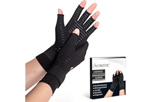 HENOTIC Copper Arthritis Gloves for Women Men, Wrist Reinforcement Fingerless Arthritis Compression Gloves for Relieving Carpal Tunnel Aches, Rheumatoid Pains, Joint Swell