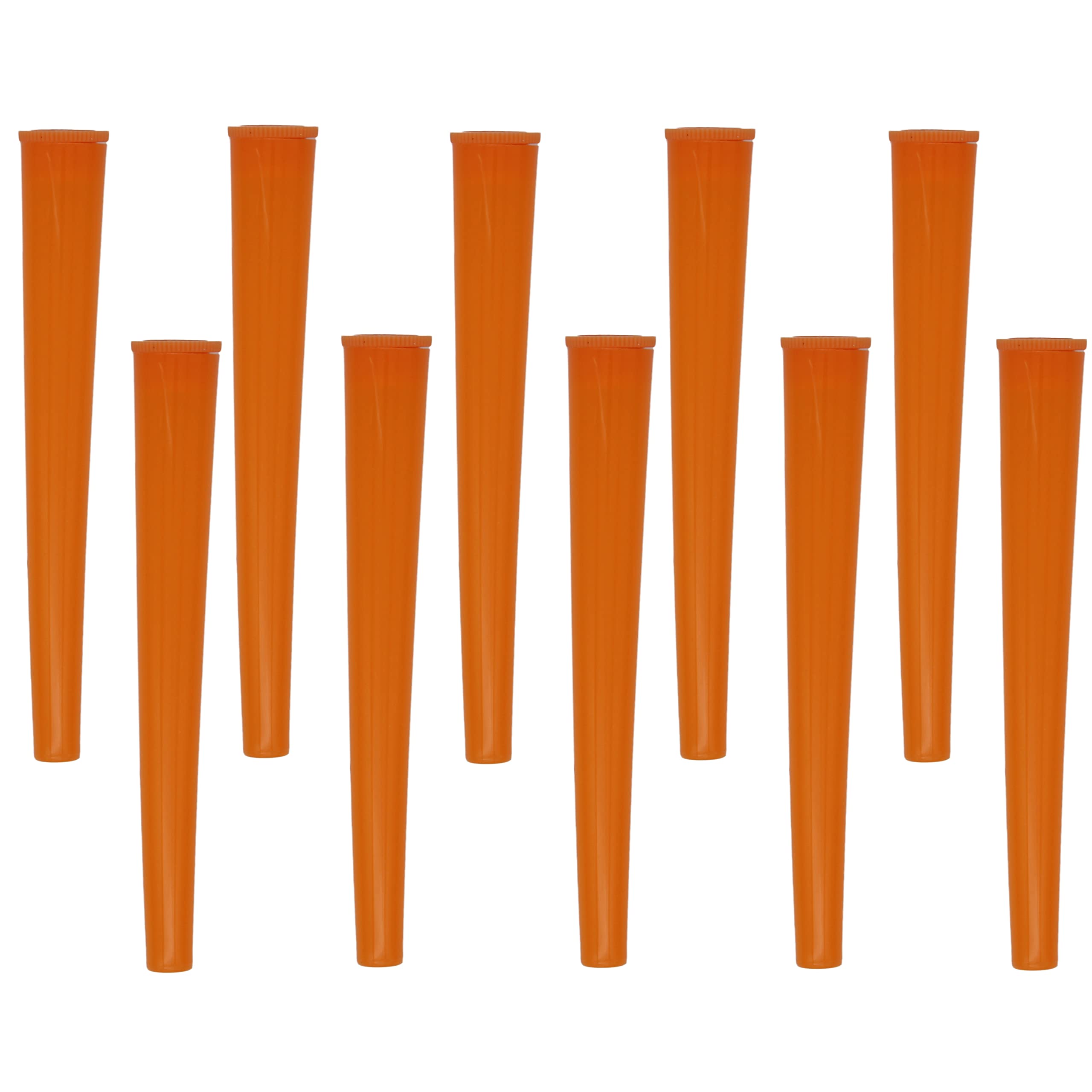 Cherry-on-Top King Size Cone Holder Air Tight Hard Plastic Tube Smoking Rolling Cig Tube, 10 Holder, Orange Solid