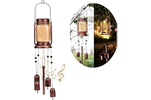 Vcdsoy Solar Wind Chime for Outside, Solar Mason Jar Wind Chime, Outdoor Hanging Wind Chimes, for Mom Women Grandma,IP65 Waterproof Romantic Memorial Wind Chimes