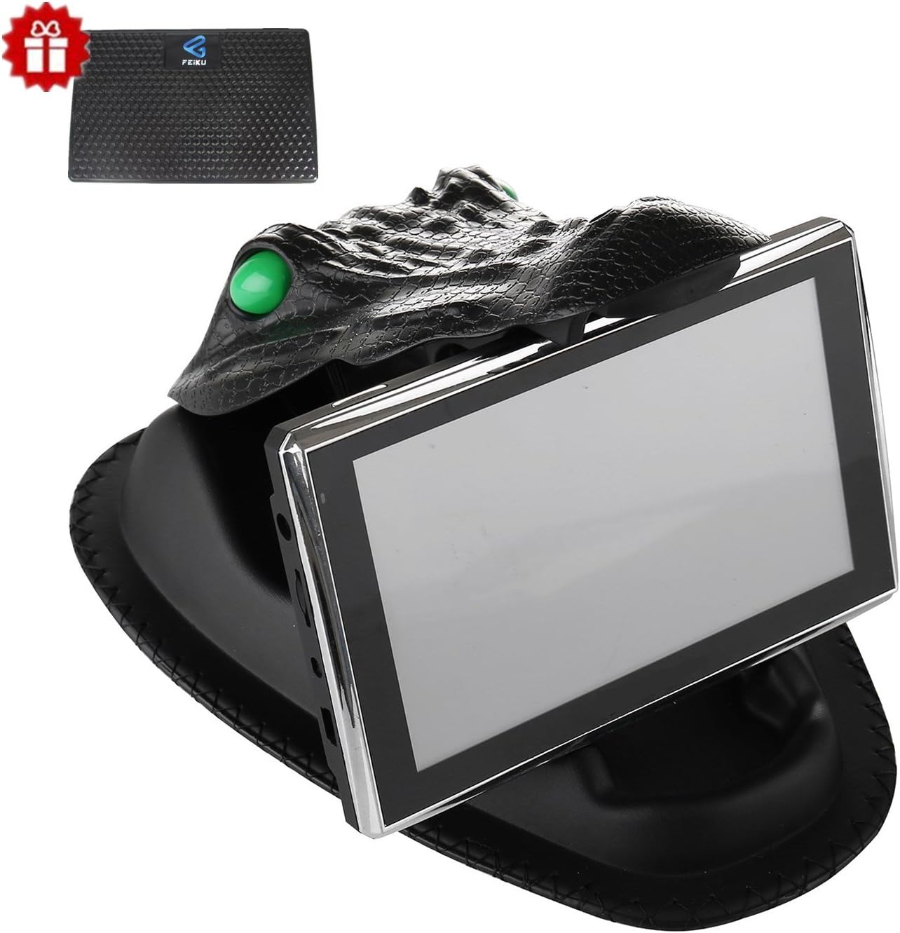 FEIKU Crocodile Clips Series NonSlip Dashboard Friction Mount for Garmin Nuvi, TomTom, Via GO and other 3.5 - 8 Inch GPS Devices and Smartphones