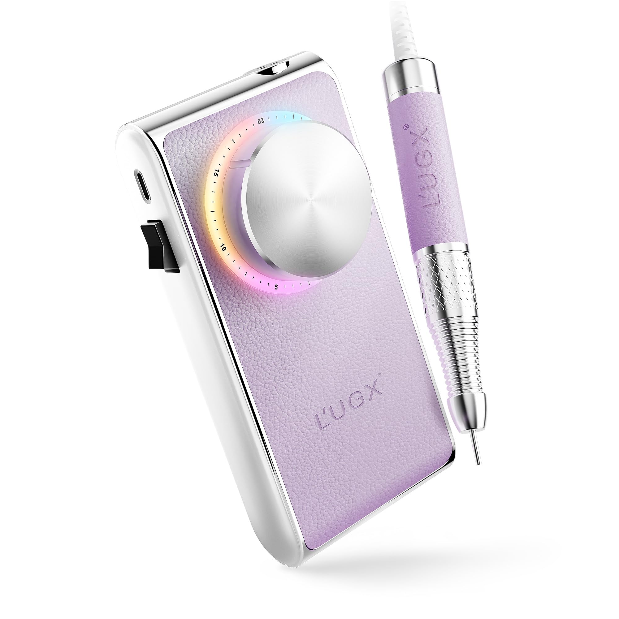 Photo 1 of L'UGX Professional Nail Drill 30000RPM, Cordless Rechargeable Electric Nail File for Acrylic Nails Gel Polishing, Efile Nail Kit for Manicure Pedicure, Low Noise Low Vibration, 7Pcs Drill Bits, Purple