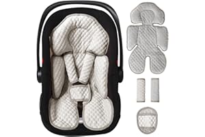 BORYOKUN Infant Car Seat Insert, Reversible Baby Carseat Cushion 2-in-1 for Newborns Toddlers Head & Body Support Pad for Carseats, Strollers, Swings, Bouncers