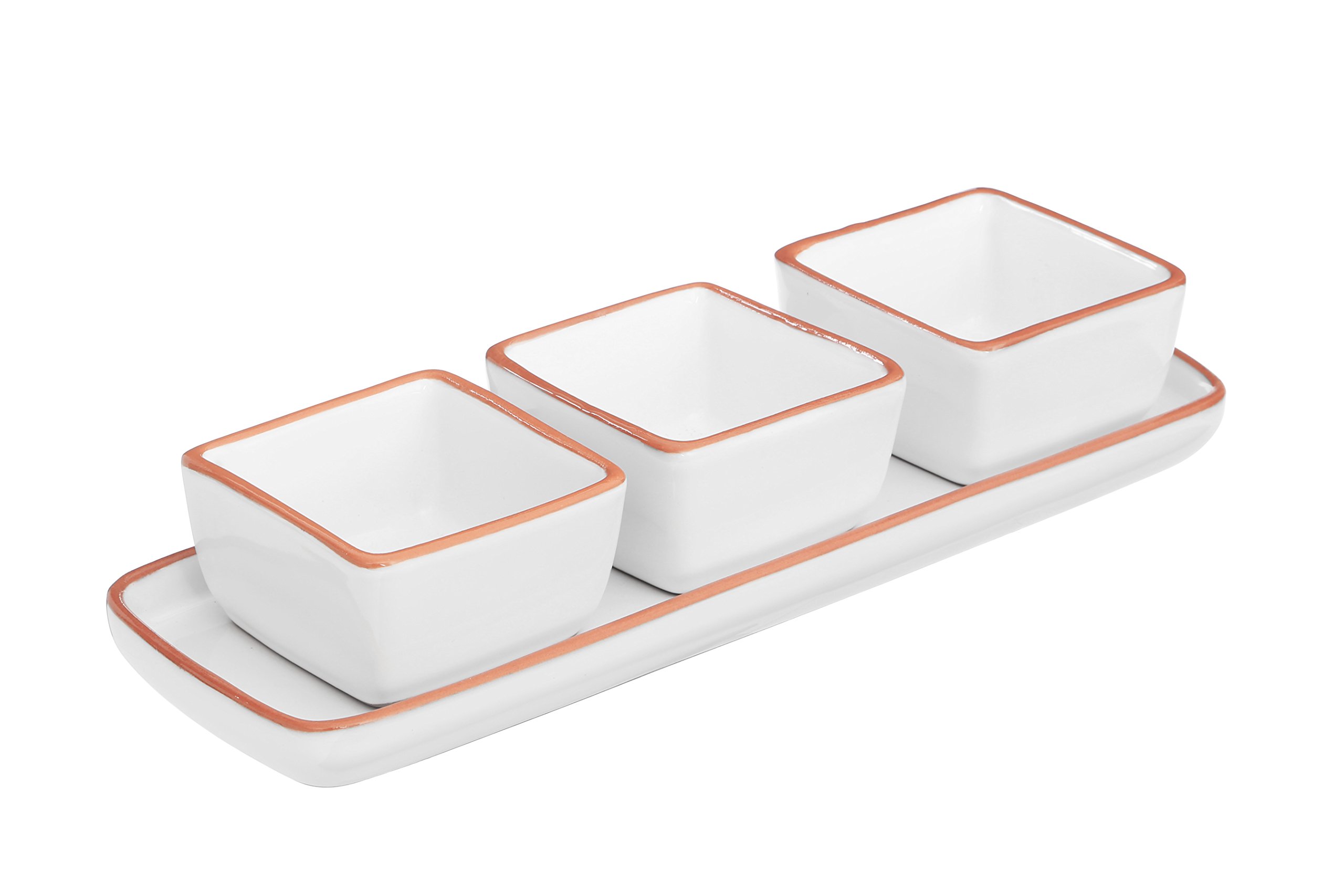 Premier Housewares Calisto Serving Dish Set, Ceramic, White, Set of 4
