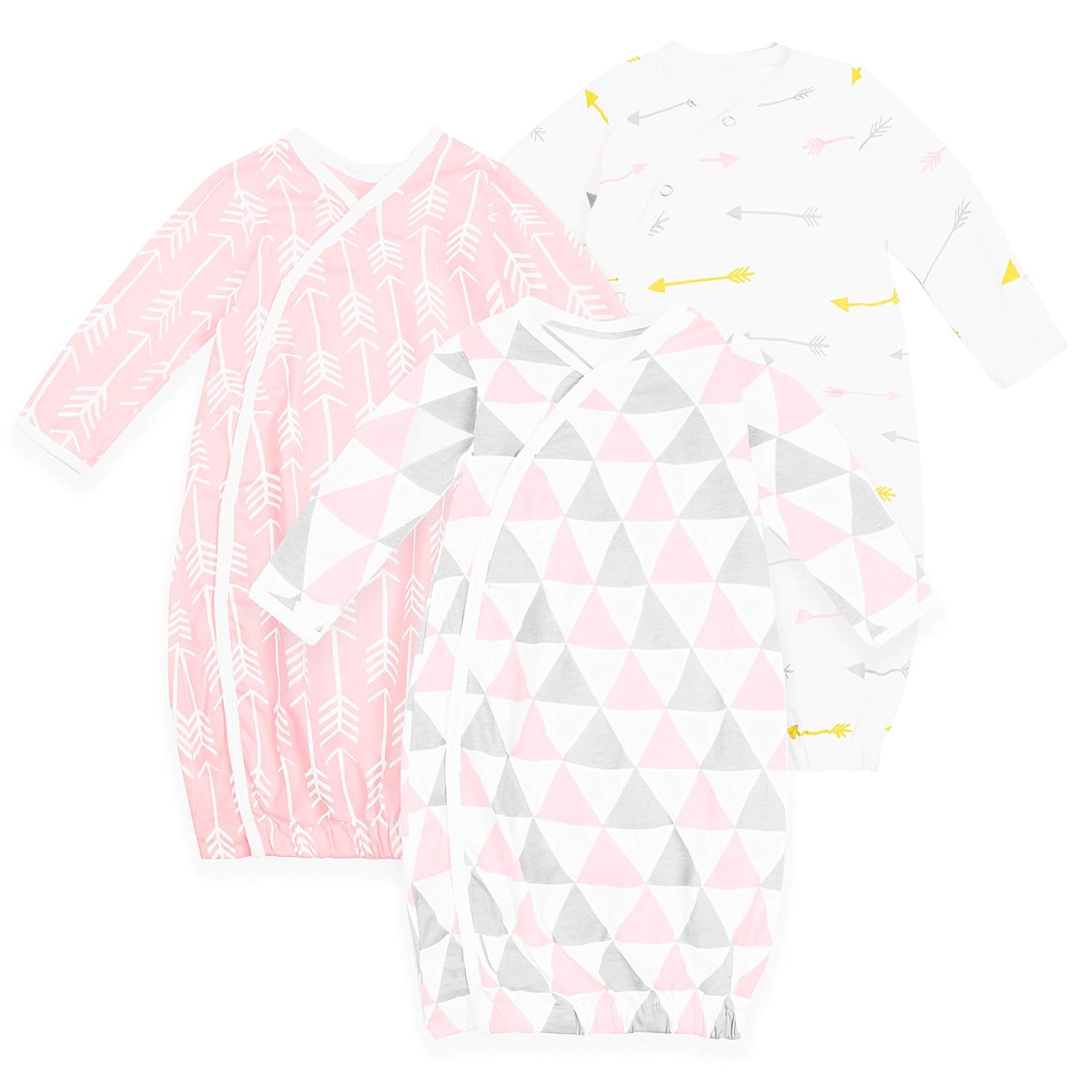 Baby Kimono – Baby Kimono Gown – Newborn Kimono Triangles Collection – Kimono Baby Clothes 3 Pack – Baby Girl Kimono – Baby Kimono Sleepsuit Age 3-6 Months – Soft Pure Cotton Baby Kimono Grey: Baby