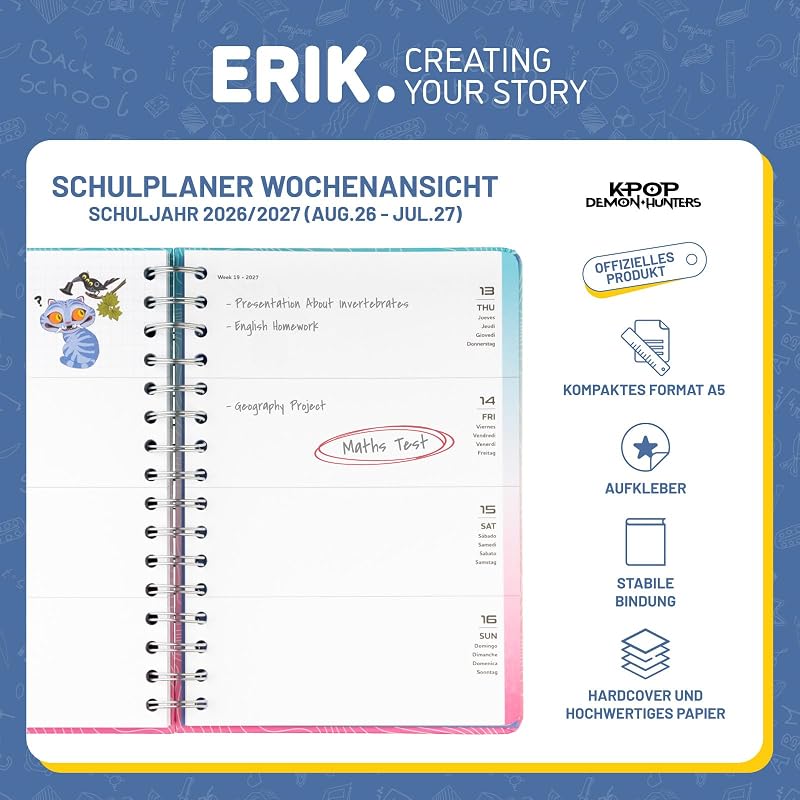 Hausaufgabenheft 2026 2027 Kpop Demon Hunters Kalender Schulplaner A5
