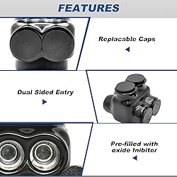 Black Insulated Multi-Tap Wire Connectors - 2 Port