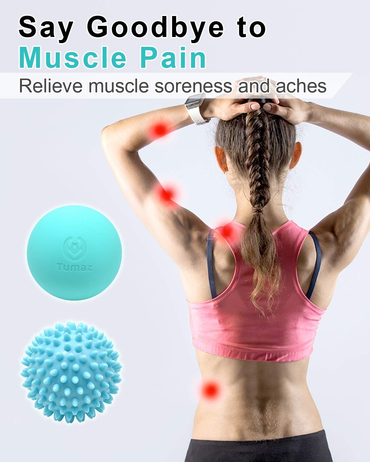 Tumaz Massage Ball & Foot Roller 3-in-1 Set with Spiky Ball, Lacrosse Ball, Massage Roller - Ergonomic Design to Relieve Plantar Fasciitis, Deep and Superficial Muscle Pain: Health & Personal Care