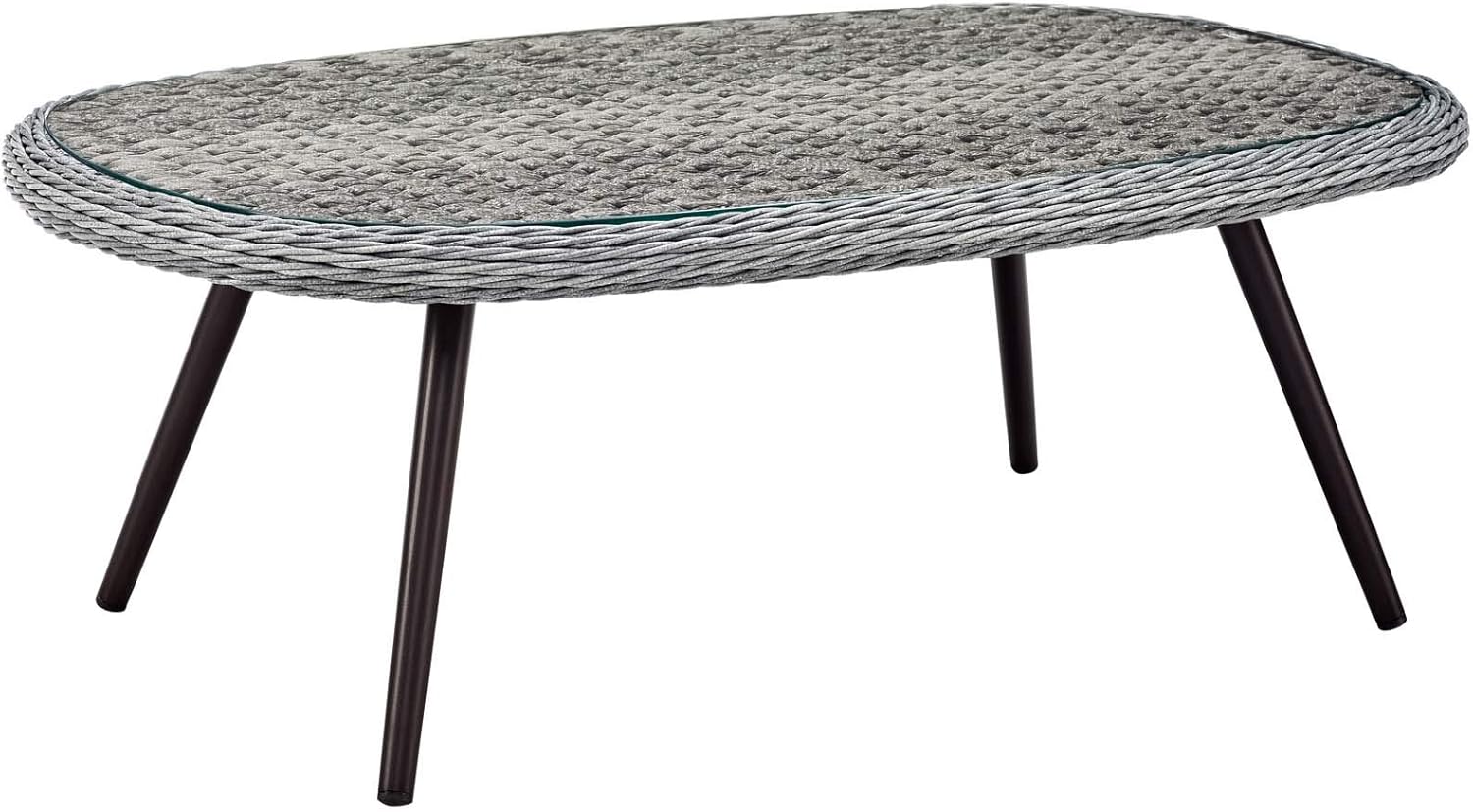 Modway Endeavor Wicker Rattan Aluminum Glass Outdoor Patio Coffee Table in Gray : Garden & Outdoor