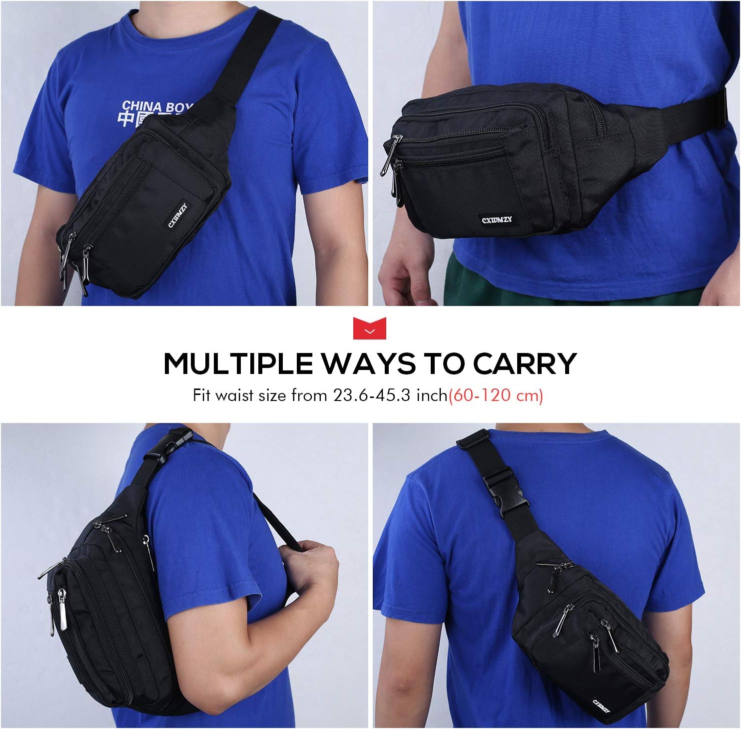 CXWMZY Waist Pack Bag Fanny Pack for Men&Women Hip Bum Bag with Large Capacity Waterproof Adjustable Strap Suitable for Outdoors Workout Traveling Casual Running Hiking Cycling Dog Walking Fishing