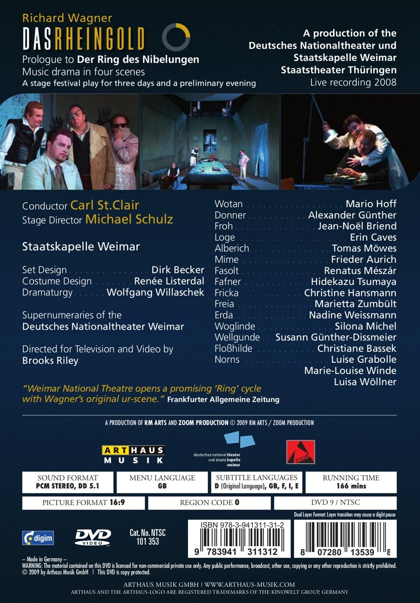 Wagner Richard Das Rheingold Amazon De Mario Hoff Christine Hansmann Erin Caves Michael Schulz Mario Hoff Christine Hansmann Dvd Blu Ray