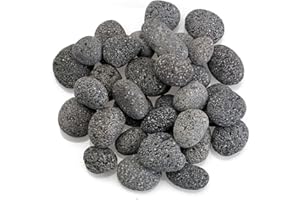 American Fireglass Small Lava Stone, 1/2" - 1" | Tumbled Rock for Use in Indoor or Outdoor Fireplace, Fire Pit or Bowl | for Natural Gas or Propane Fires | Gray/Black, 20 lb Bag