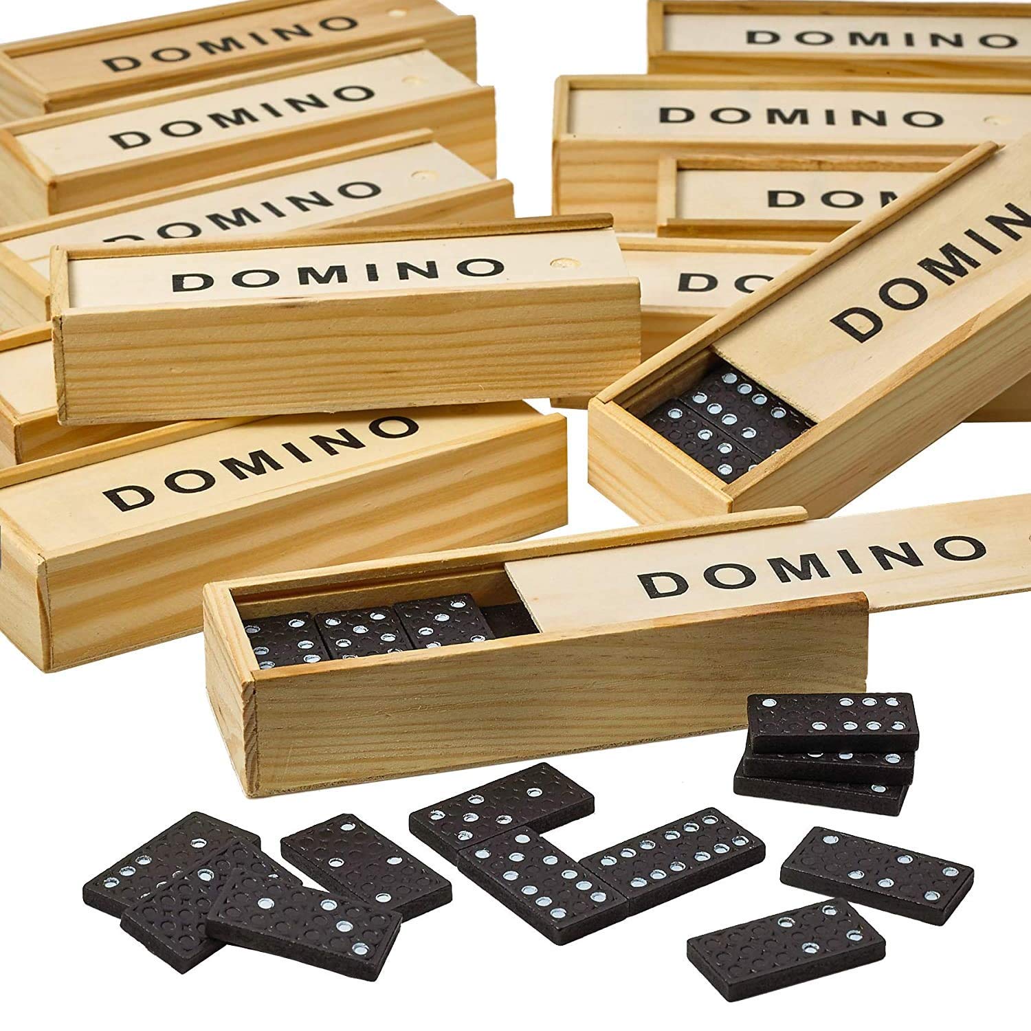 Photo 1 of Kicko Mini Wooden Dominoes Set - 12 Pack - Miniature Classic Board Games - Small Blocks, Educational Toys, Game Tiles, Leisure Time, for Teens and Adults
