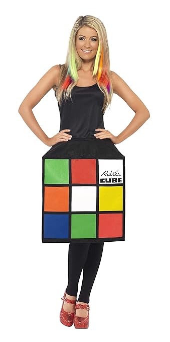 Smiffys Rubik Zauberwürfel Kostüm mit 3D-Würfel-Kleid, Large
