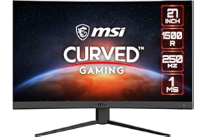 MSI G27C4X 27" Curved Gaming Monitor, 1920 x 1080 (FHD), 1ms, 250Hz, FreeSync, HDMI, DisplayPort, Anti-Flicker, Anti-Glare, HDR Ready,Black