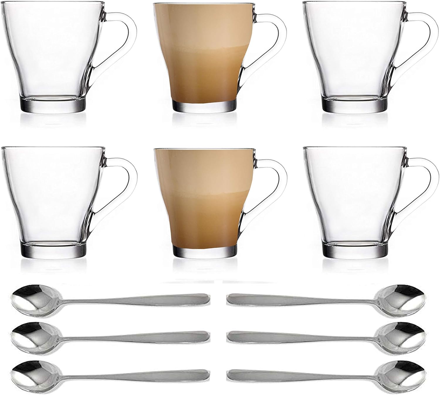 EVER RICH ® Latte Glass Tea Coffee Cup Mug (Fits Tassimo & Dolce Gusto