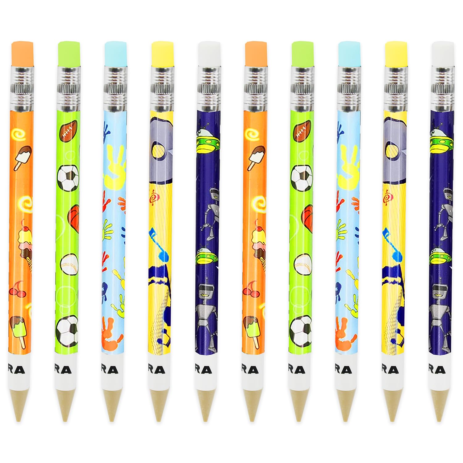 Zebra Funky Cadoozles Mechanical Pencils - 0.7mm Lead - 2 x Pack of 5 Assorted Coloured Barrels