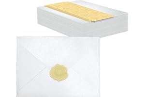 RINRDA 50 PCS Pearl White A7 Envelopes with Stickers, Shimmering 5x7 Envelopes for Invitations, Great for Wedding Invitation Cards, Birthday RSVP, Graduation, Baby Shower 5.25 x 7.25 inches